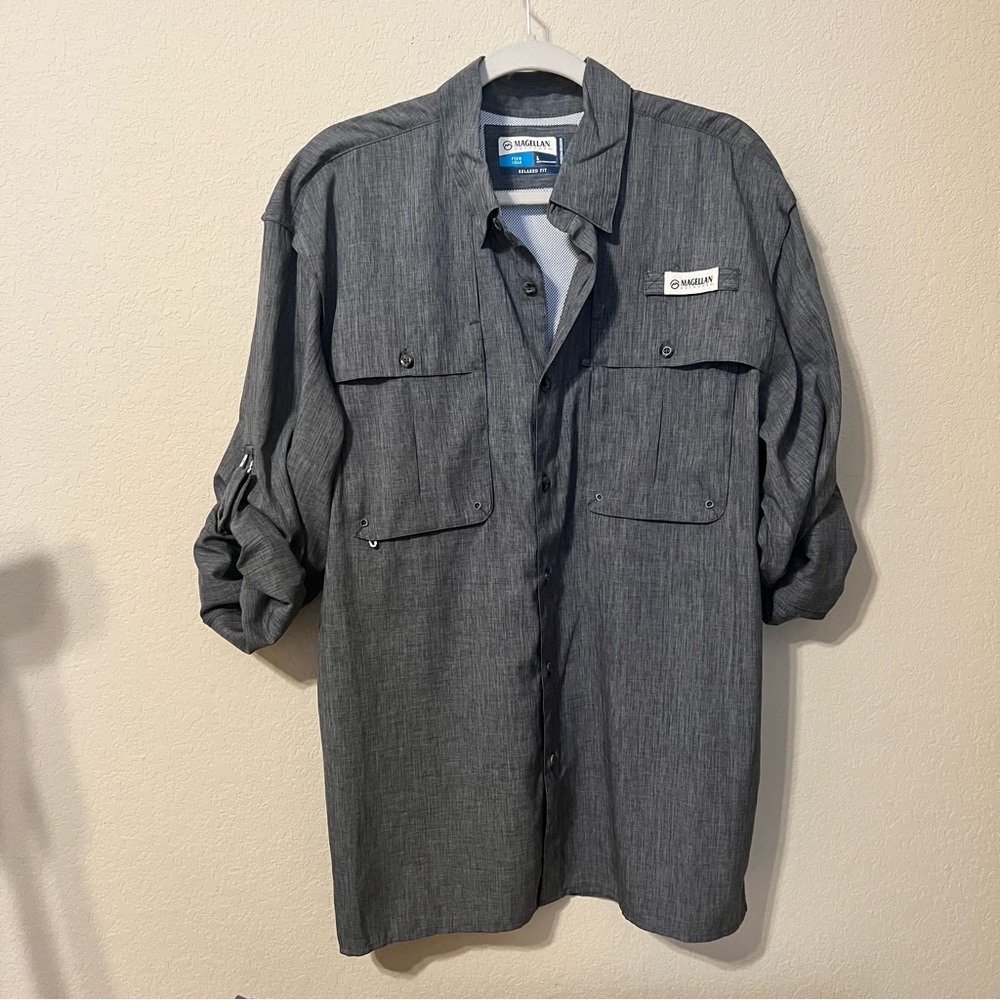 Magellan Grey Button Down Fishing Shirt